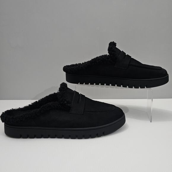 Vionic Uptown Mule Slipper Womens 12 WIDE WIDTH Black Nubuck Faux Shearling - Picture 3 of 12